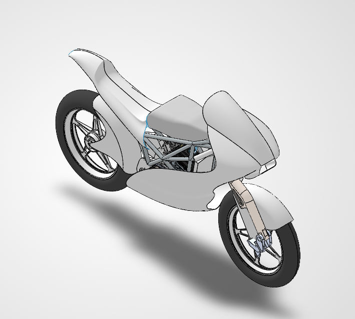 CAD μοντέλο της αγωνιστικής μοτοσυκλέτας της APEX TUC Racing
